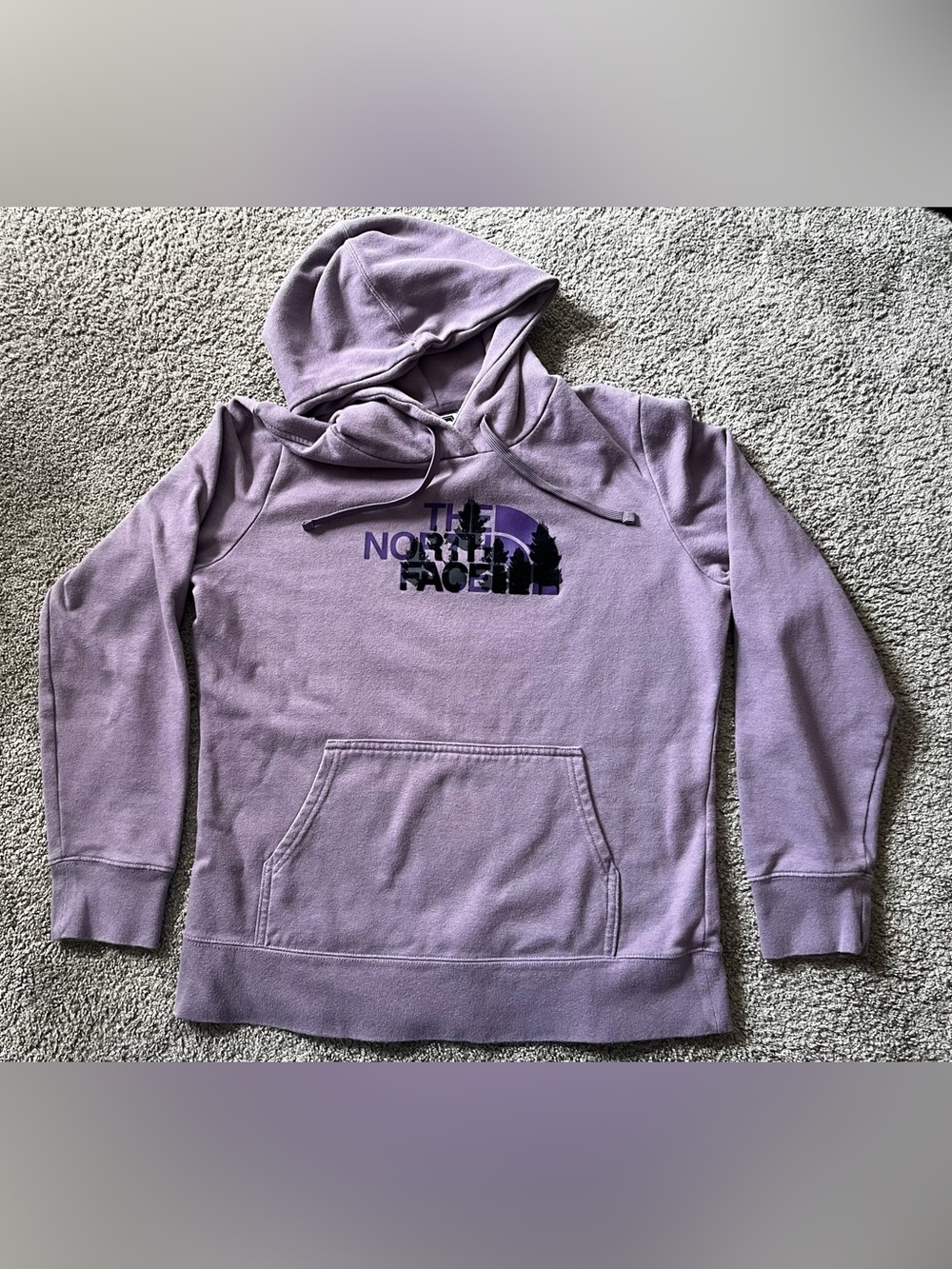 The North Face Lavender Hoodie with Trees Logo - Women’s Size L